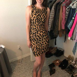 Alice + Olivia Nude Mesh & Sequin Dress